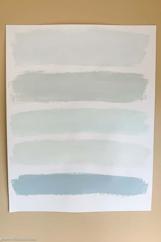 Paint samples on a white poster board