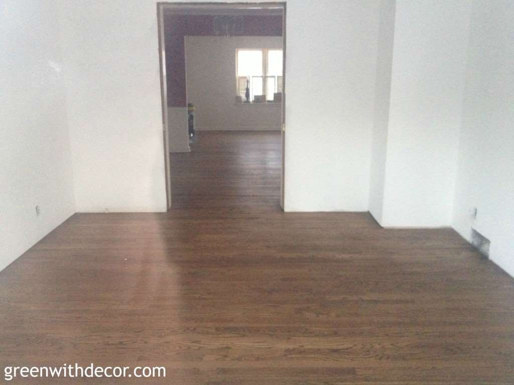Hardwood floor color reveal. And a tip for bringing together hardwood floors from two separate rooms. | Green With Decor 