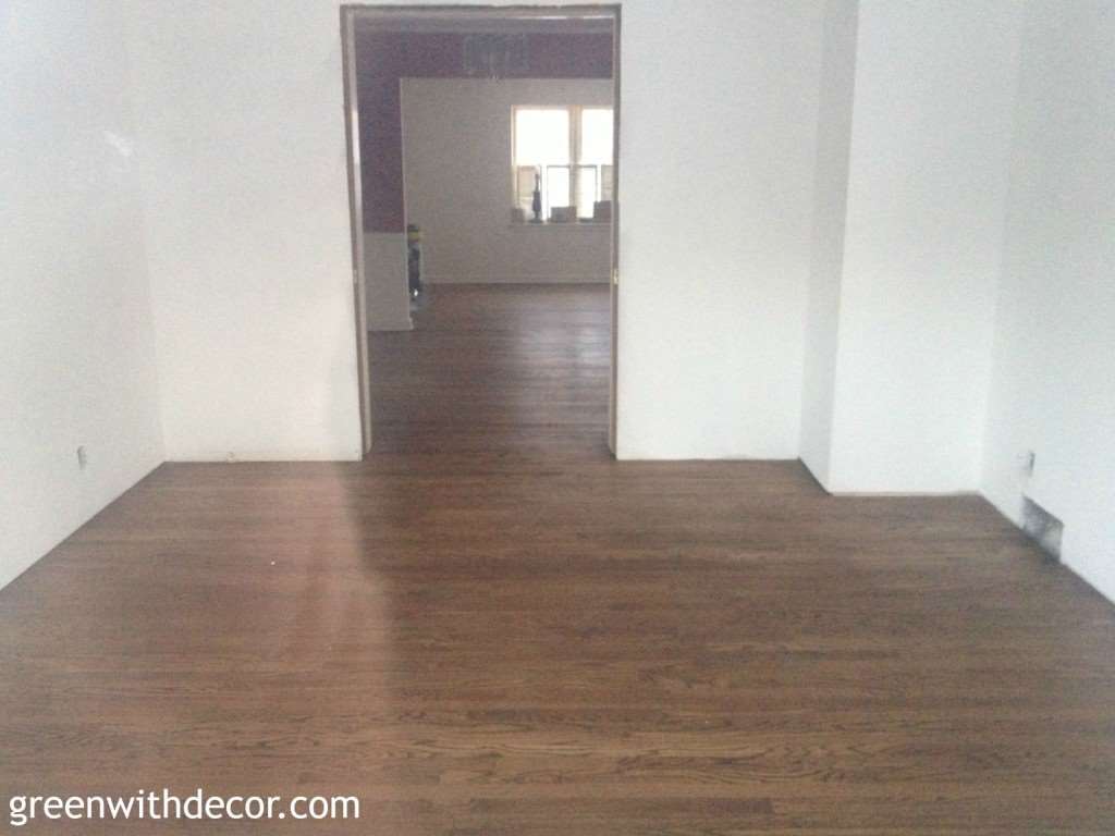 Hardwood floor color reveal. And a tip for bringing together hardwood floors from two separate rooms. | Green With Decor