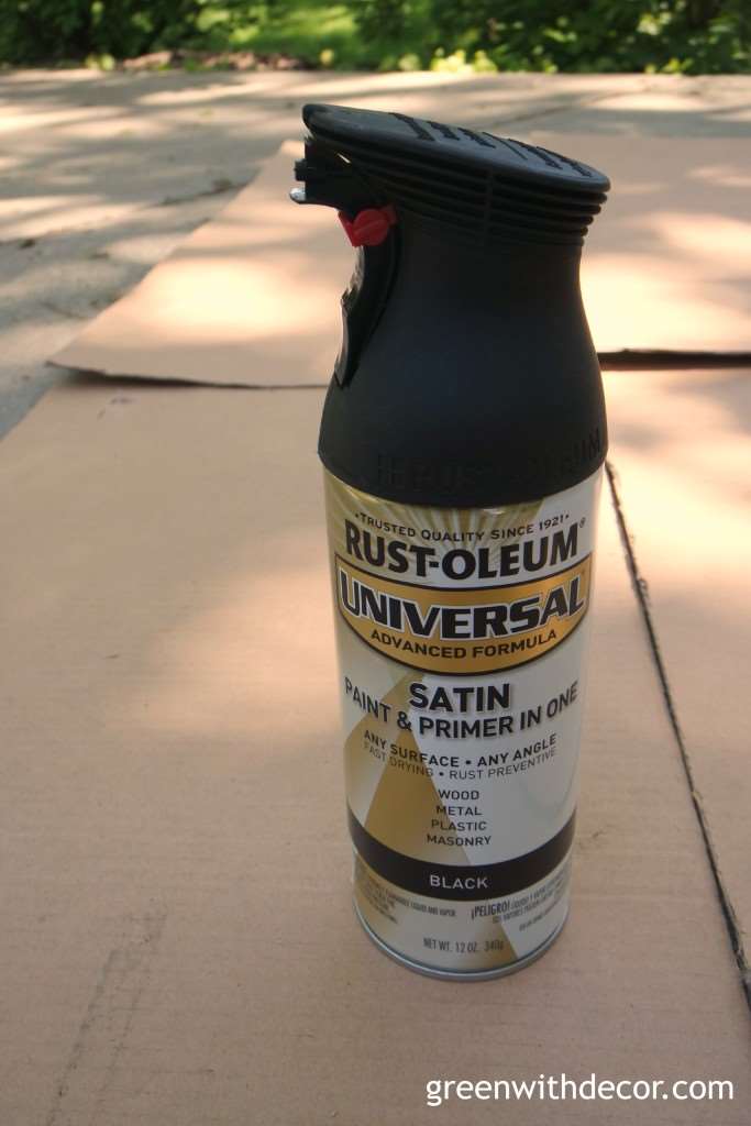 A can of Rustoleum spray paint used for painting a dresser