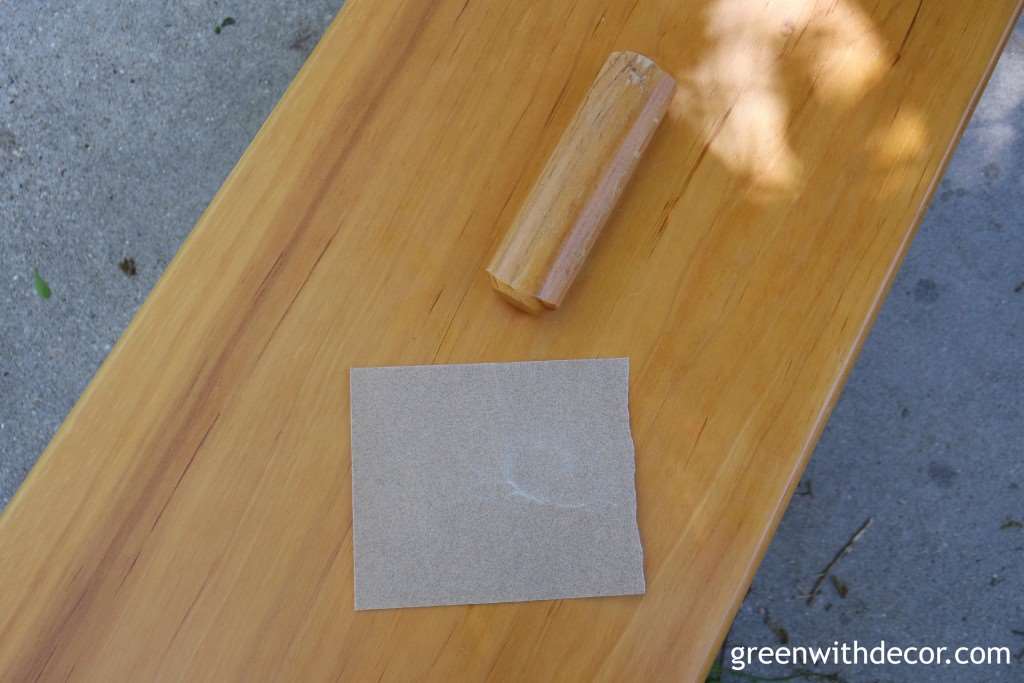 A dresser drawer ready to be painted with sand paper on top