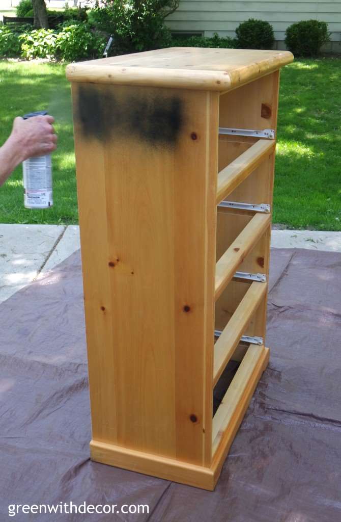 how to spray paint a dresser