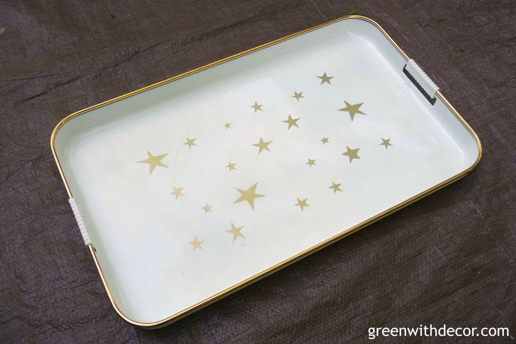 Take an old tray from trash to treasure with some spray paint! What an easy DIY project with Rustoleum spray paint 