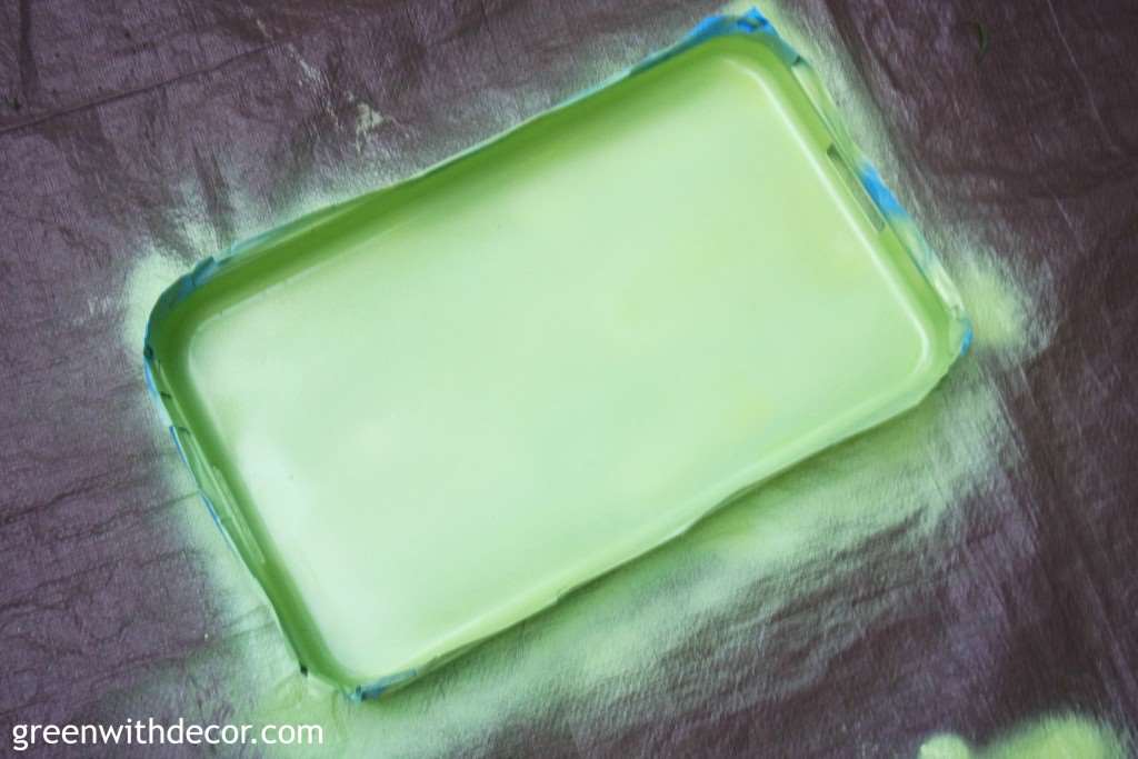 Alt text: Take an old tray from trash to treasure with some spray paint! What an easy DIY project. | Green With Decor 