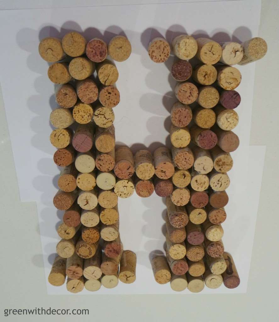 A fun easy project with wine corks. Make a letter to display at home or at your wedding! | Green With Decor