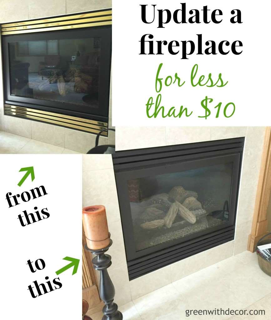 Update the look of a fireplace for less than $10. This is such a great idea! | Fun idea with Rustoleum spray paint