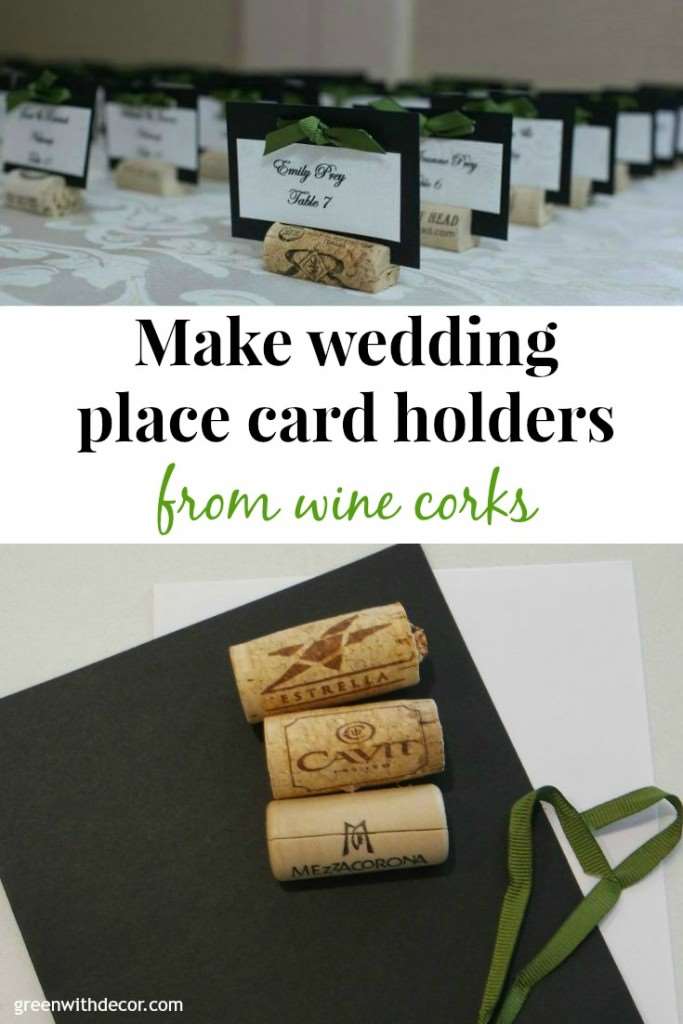 I love these! Plus you can save money by making your own wedding place cards from wine corks, card stock and ribbon. This tutorial is so easy to follow! | Green with Decor