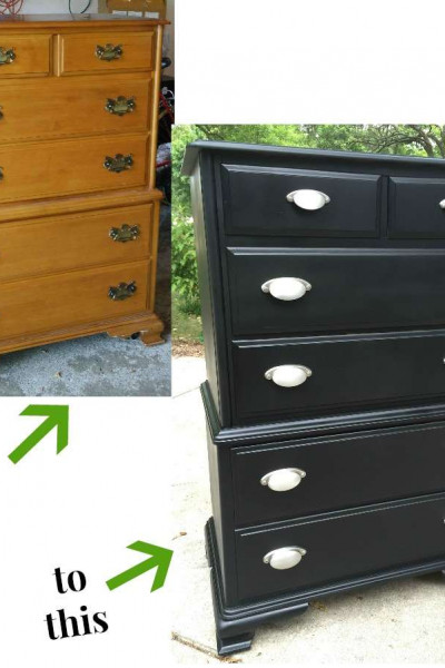 What a fun DIY dresser makeover with spray paint and new hardware. I can’t believe the transformation! | Green With Decor