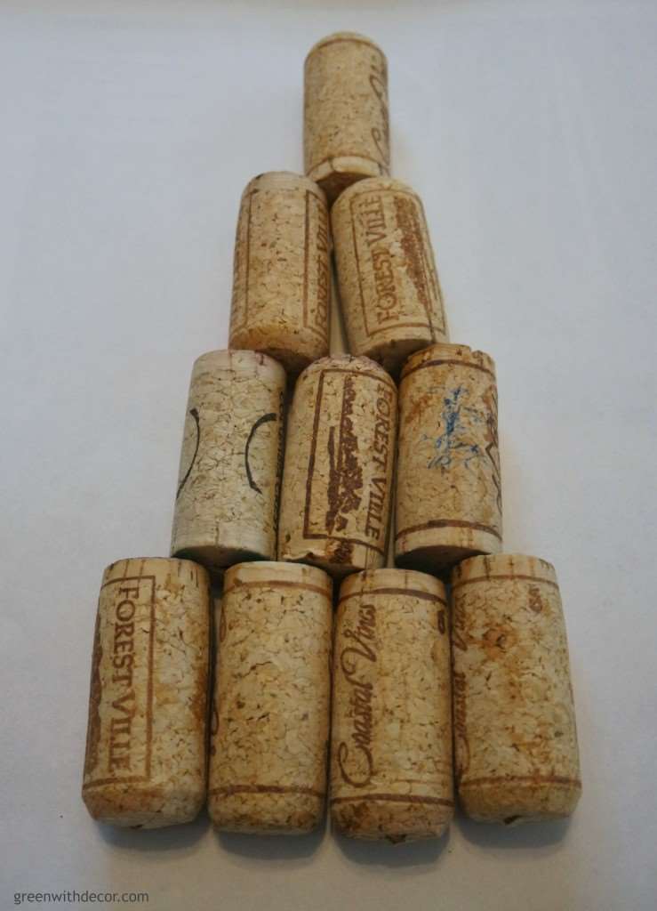 Wine corks arranged in a tree shape