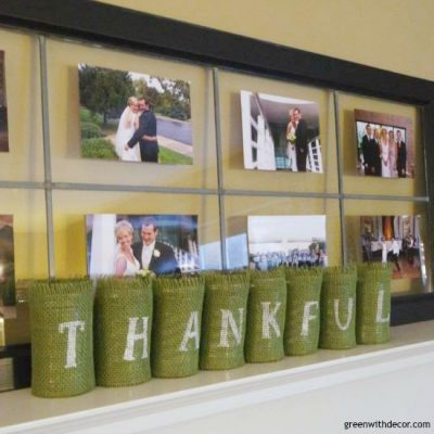 A Thanksgiving craft with old soup cans