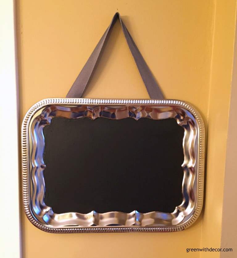 Use chalkboard paint to update old trays Green With Decor