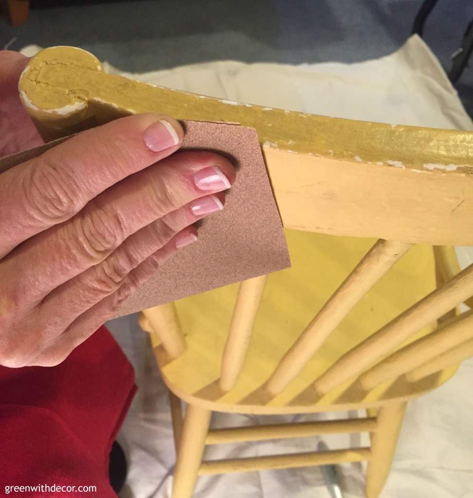 Paradise Found Painting an old chair Green With Decor