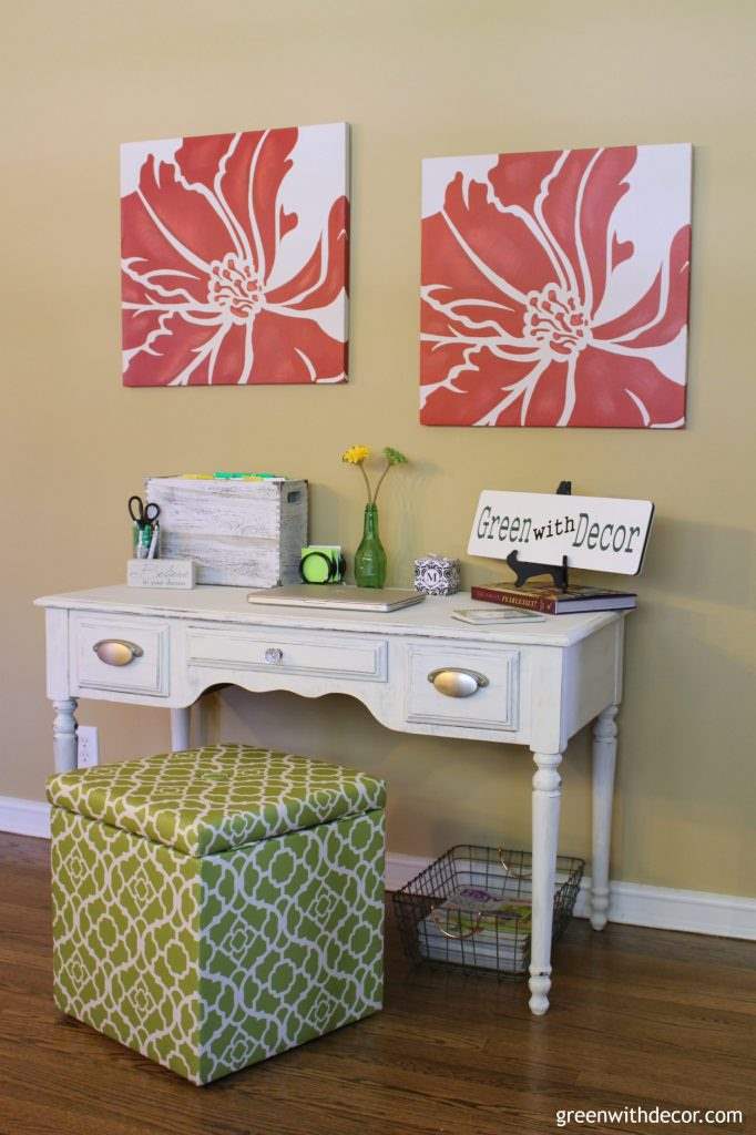 Painting An Old Desk With Clay Paint Green With Decor