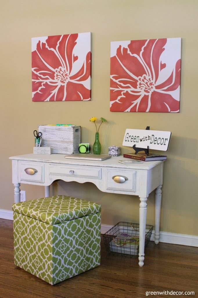 Painting an old desk with clay paint Green With Decor