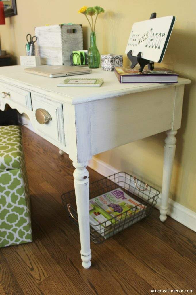 Painting An Old Desk With Clay Paint Green With Decor