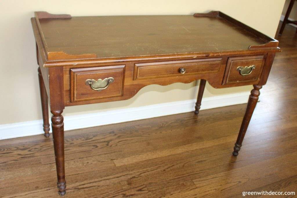 An old wooden desk before it's been repainted