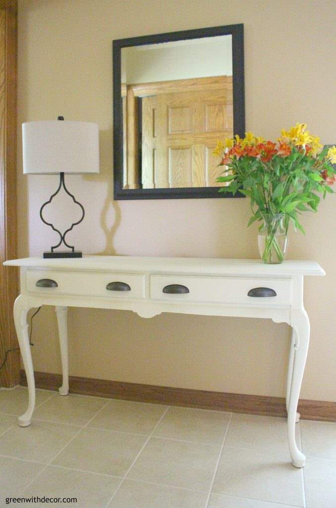A Queen Anne Foyer Table Makeover With Clay Paint Green With Decor