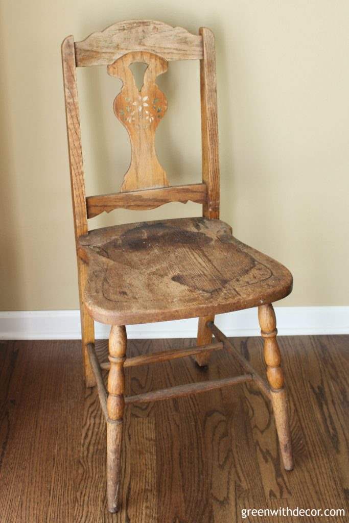 An old wooden chair ready for new life with a fresh coat of paint