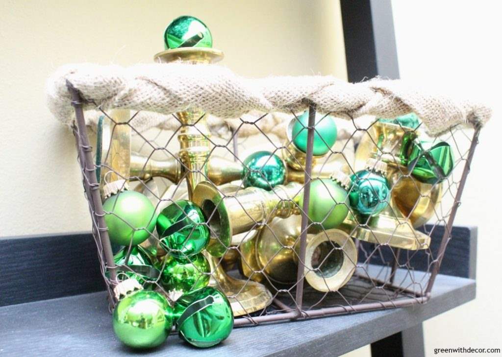 9 everyday pieces to use for Christmas decor. This basket with the candleholders and the ornaments is so cute!