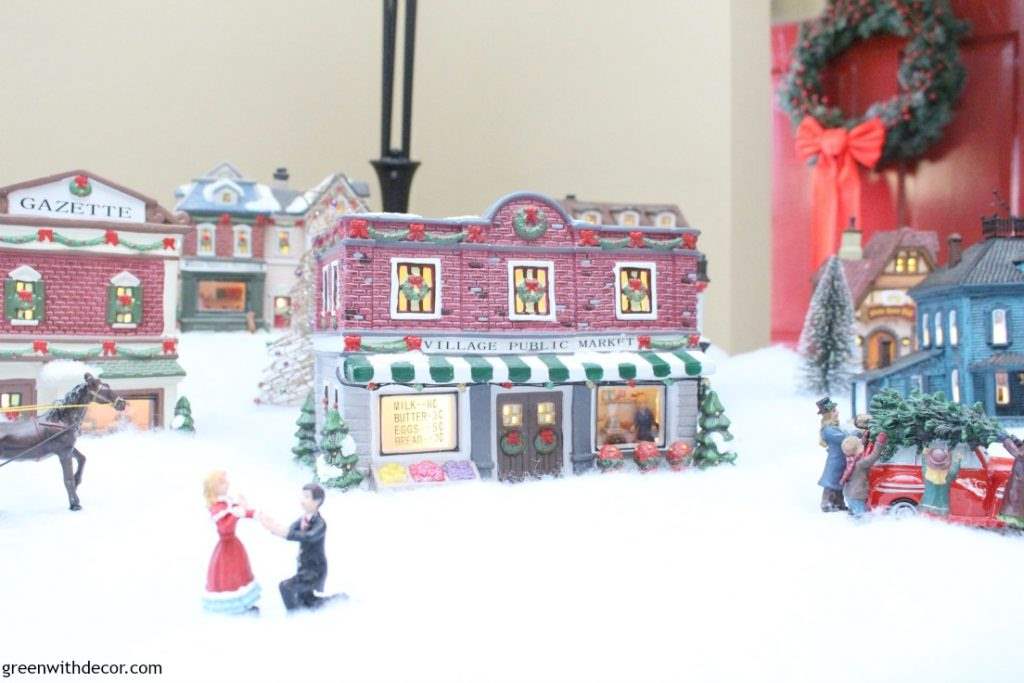 This blogger has such a great Christmas village. I love how she adds sentimental pieces each year and always on a budget. She even found a village piece at Goodwill – love her ideas!