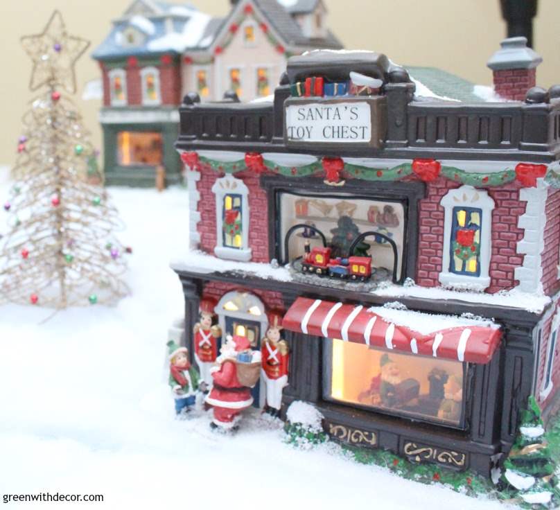 This blogger has such a great Christmas village. I love how she adds sentimental pieces each year and always on a budget. She even found a village piece at Goodwill – love her ideas! 