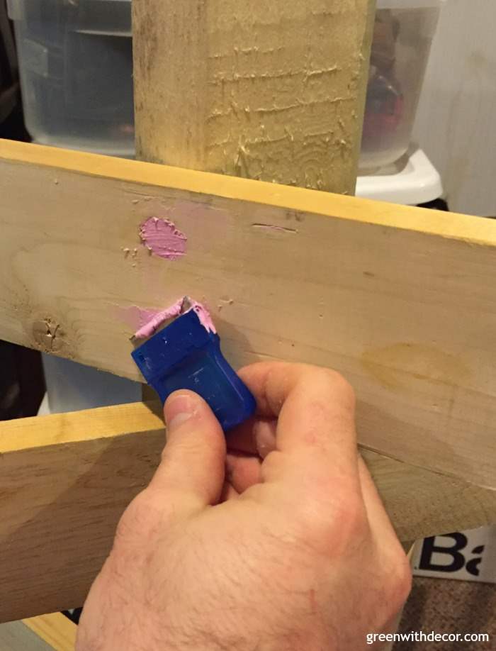 Fill the holes with spackling after they're affixed to the post