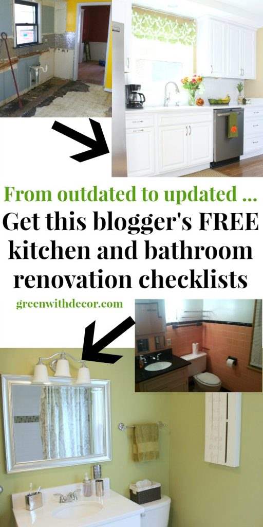 This blogger has renovated two houses, and the makeovers are gorgeous! Get her free kitchen and bathroom renovation checklists so you can easily keep track of your own renovation! Love this! 