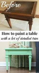 How to paint a table with a lot of trim detail - Green With Decor