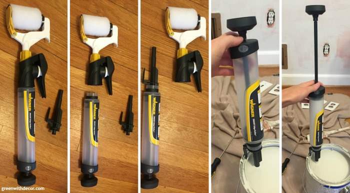 Photos of how to assemble and fill the paint tube in the Wagner tool.