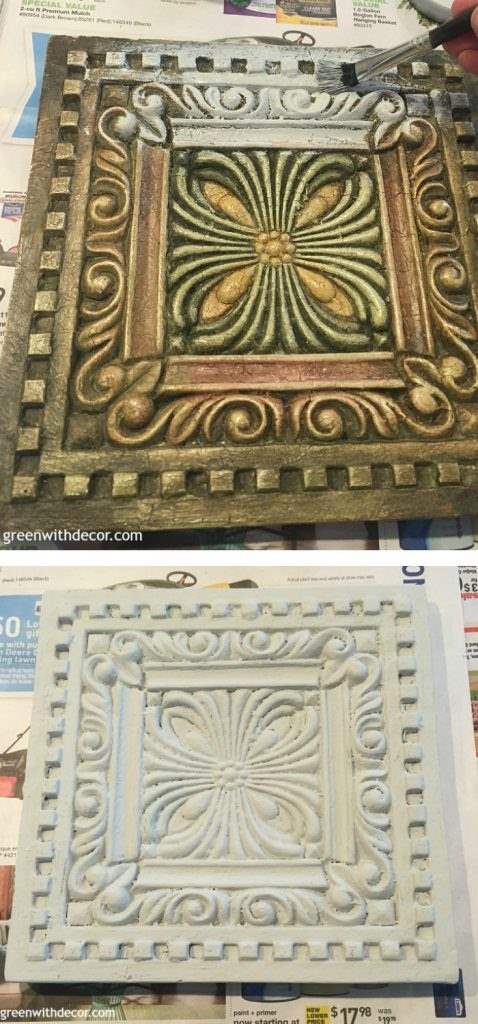 Update an old tile with furniture glaze, great tutorial for using furniture glaze, have to try this on an old tile piece or furniture!