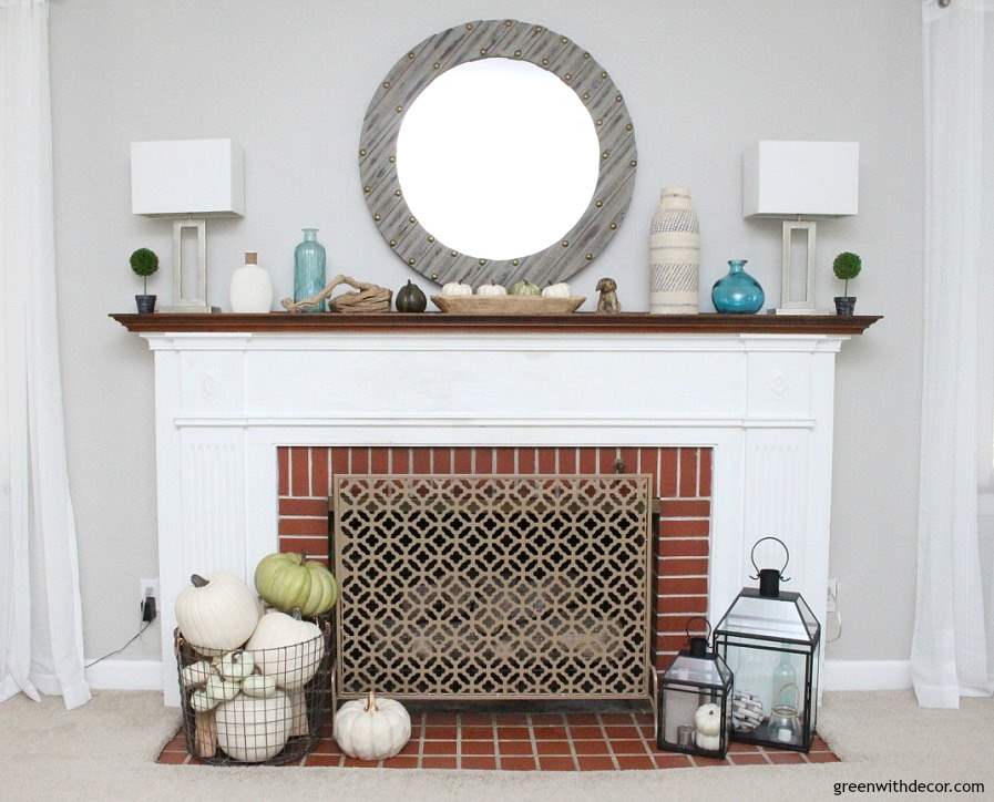 A fall coastal mantel when you don't have any time to decorate.