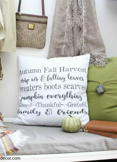 Fall pillows with a faux green pumpkin