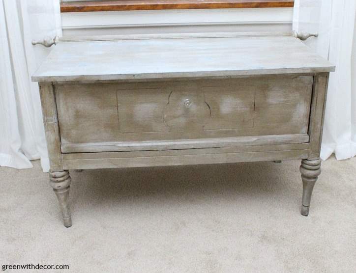 How to give a beat up piece a furniture makeover. A great tutorial for how to use clay paint, how to use wood putty and how to use wax to seal a piece.