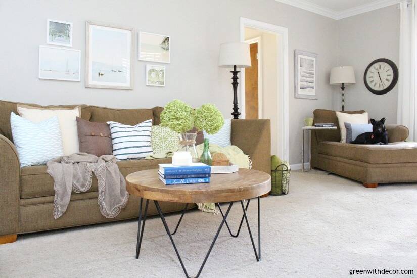 The costal rustic living room reveal - Green With Decor