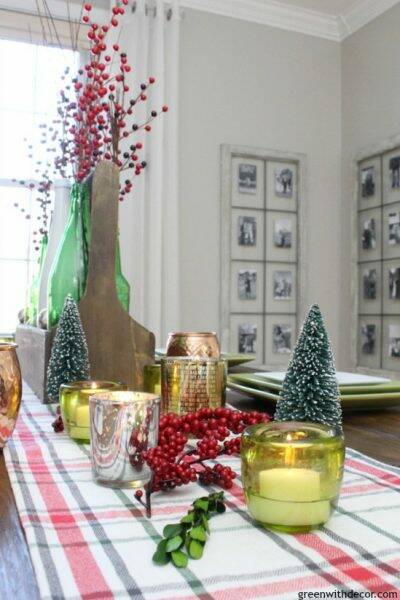 A plaid Christmas centerpiece and tablescape - Green With Decor