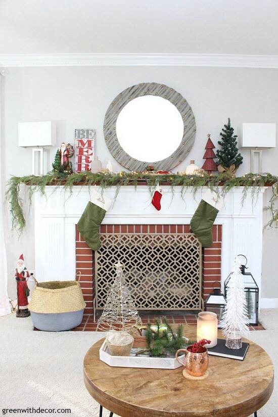 Updated Traditional Red And Green Christmas Living Room - Worthing Court