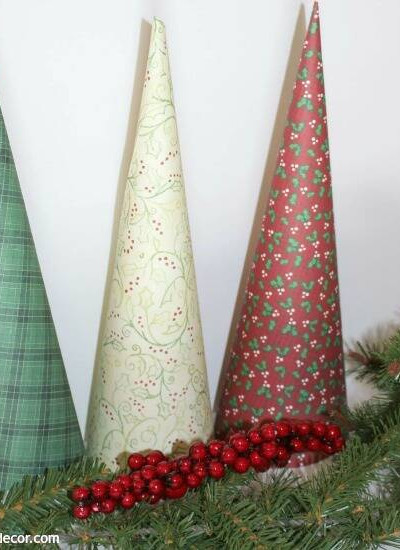 DIY Christmas trees from pretty scrapbook paper. What a fun easy craft!