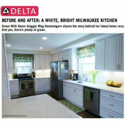 Green With Decor kitchen renovation on Delta Faucet’s Inspired Living