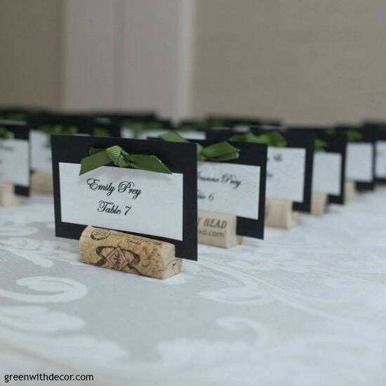 I love these! Plus you can save money by making your own wedding place cards from wine corks, card stock and ribbon. This tutorial is so easy to follow!