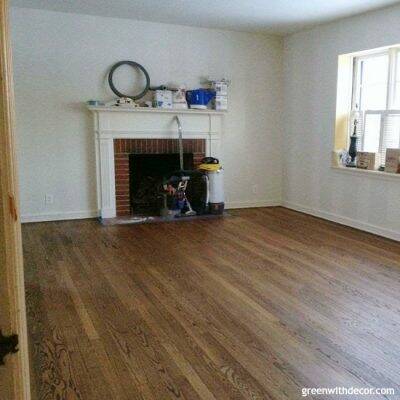 Hardwood floor color reveal. And a tip for bringing together hardwood floors from two separate rooms. |