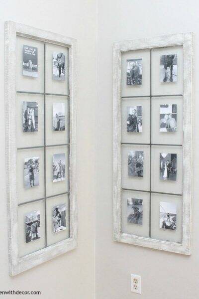 DIY wall decor: Dry brushed windows turned picture frames