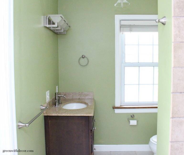 Ryegrass green painted bathroom - such a gorgeous shade of green paint!