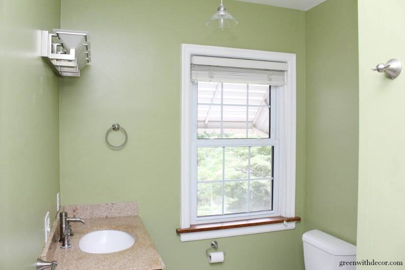 Ryegrass green painted bathroom - such a pretty shade of green paint!