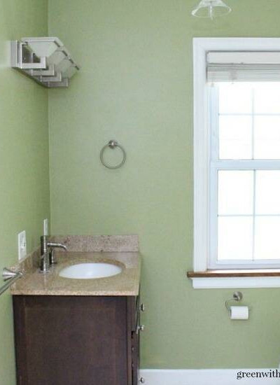 Ryegrass green painted bathroom - a pretty shade of green paint!