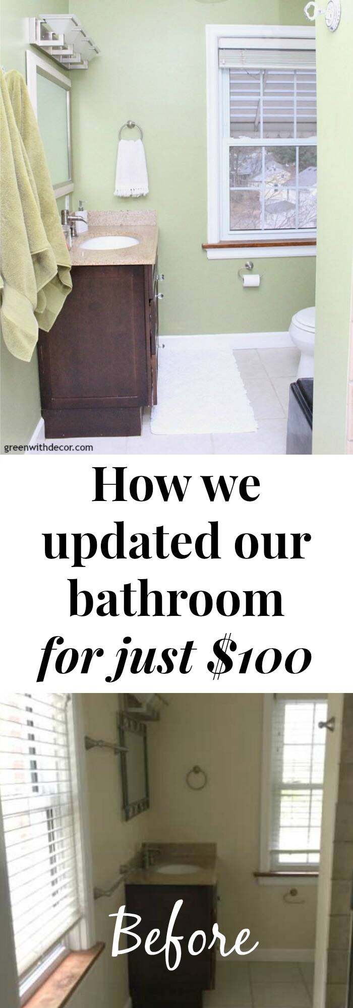 How we updated our bathroom for just $100 - Green With Decor