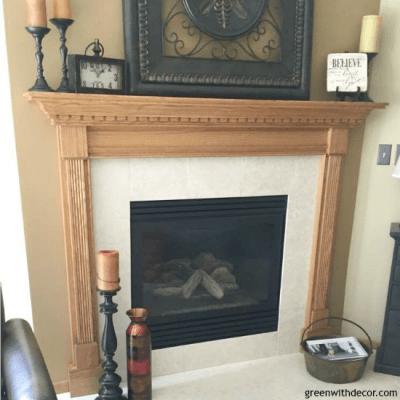 Update the look of a fireplace for less than $10. This is such a great idea! | Green With Decor