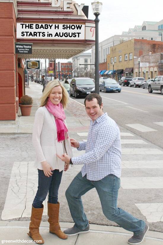 Clever pregnancy announcement in front of a movie theater!