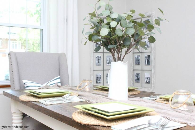 The Coastal Farmhouse Dining Room Reveal Green With Decor