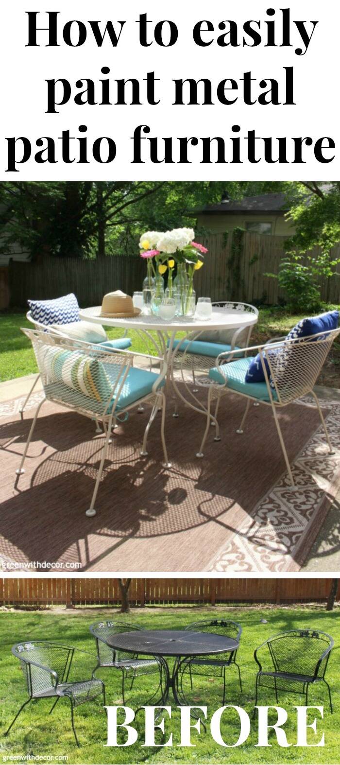 How to paint metal patio furniture Green With Decor