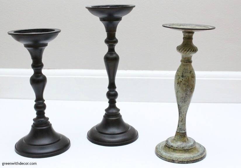 Old candlesticks before being painted